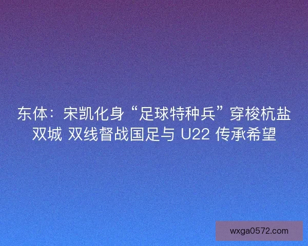 东体：宋凯化身 “足球特种兵” 穿梭杭盐双城 双线督战国足与 U22 传承希望