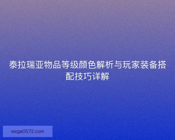 泰拉瑞亚物品等级颜色解析与玩家装备搭配技巧详解